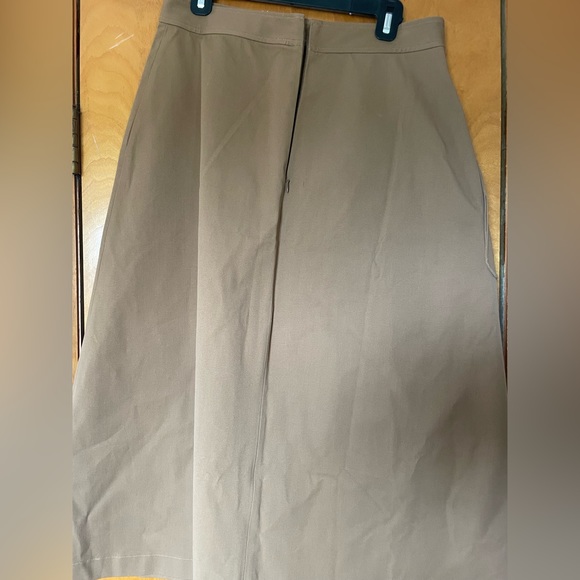 NWT Pearl by Lela Rose Stretch Cotton Button Front Skirt in Camel - Picture 14 of 15